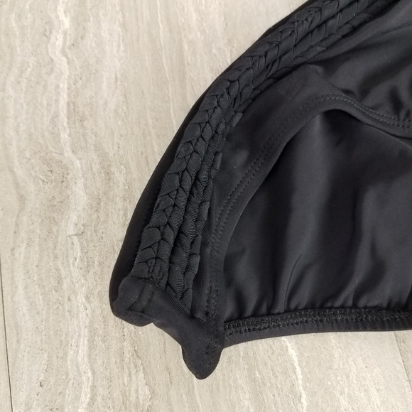 NEW Island Escape Size 14 Swim Bikini Bottom Braid belt Tiki black Swimwear - Picture 3 of 8